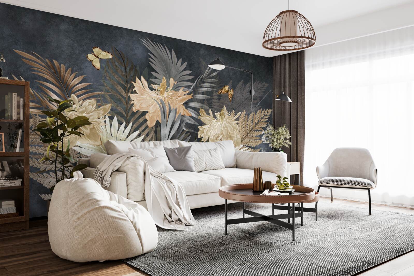 Papier peint composition de feuilles d'automne pâles