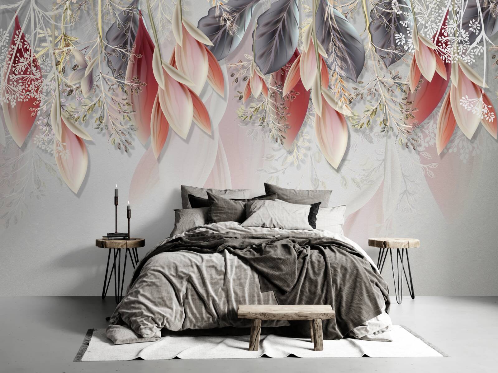 Papier peint Ligne de composition en rose allant vers le bas