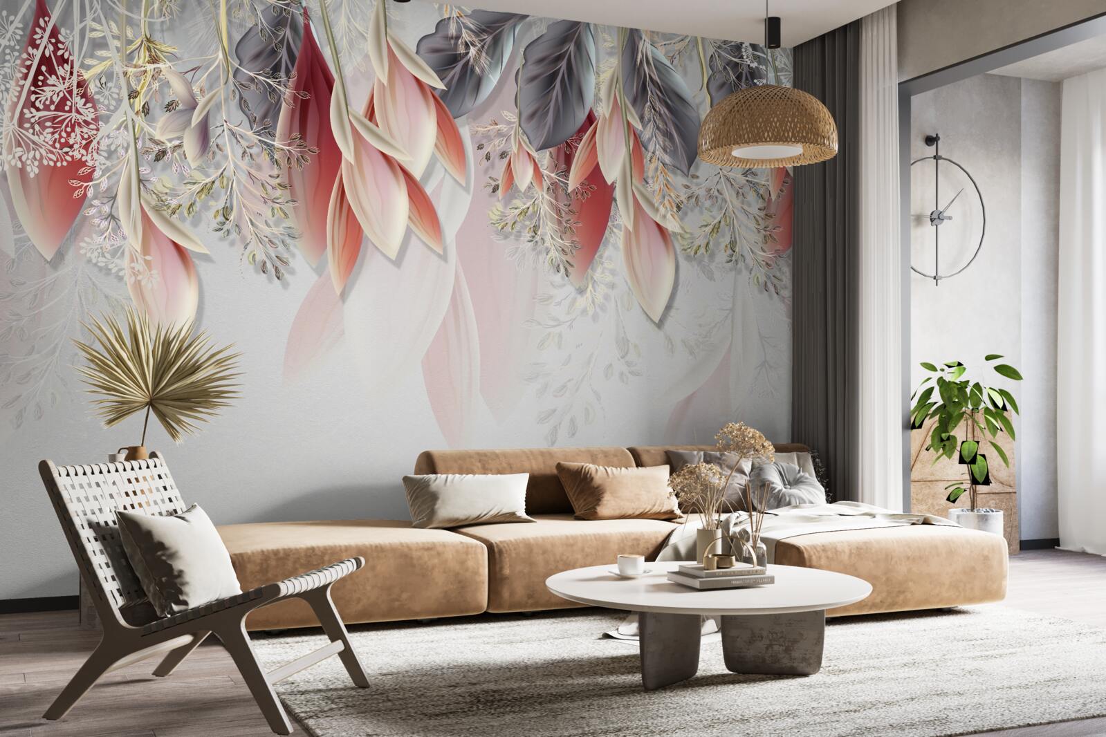 Papier peint Ligne de composition en rose allant vers le bas