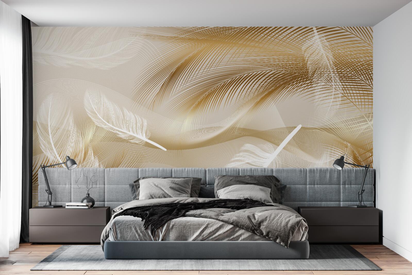 Papier peint Plume abstraite dans des couleurs beiges