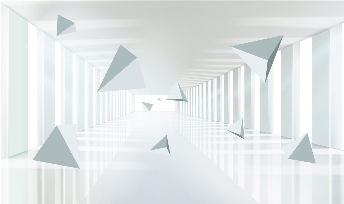 Papier peint tunnel sans fin et formes triangulaires