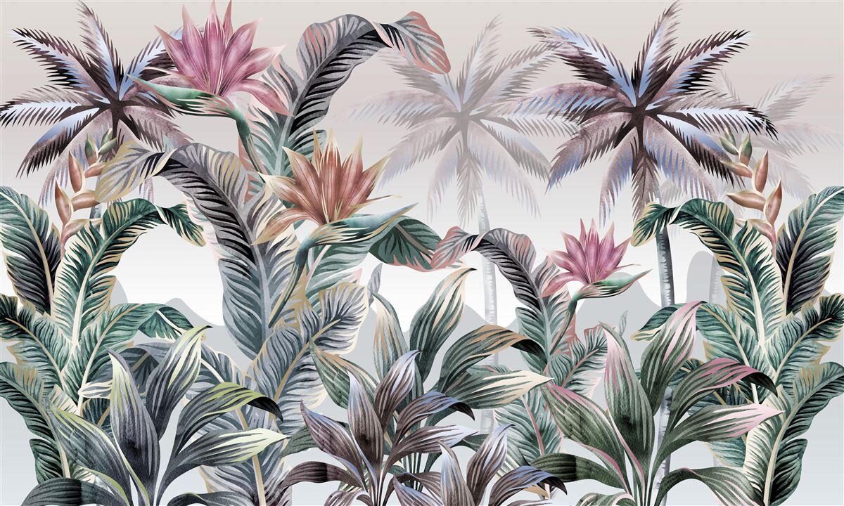 Papier peint les arbres avec des feuilles poussent dans la jungle