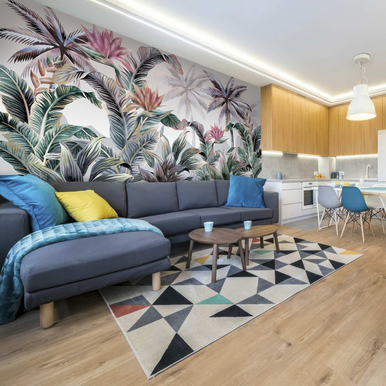 Papier peint les arbres avec des feuilles poussent dans la jungle