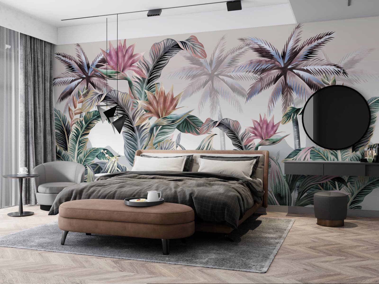 Papier peint les arbres avec des feuilles poussent dans la jungle