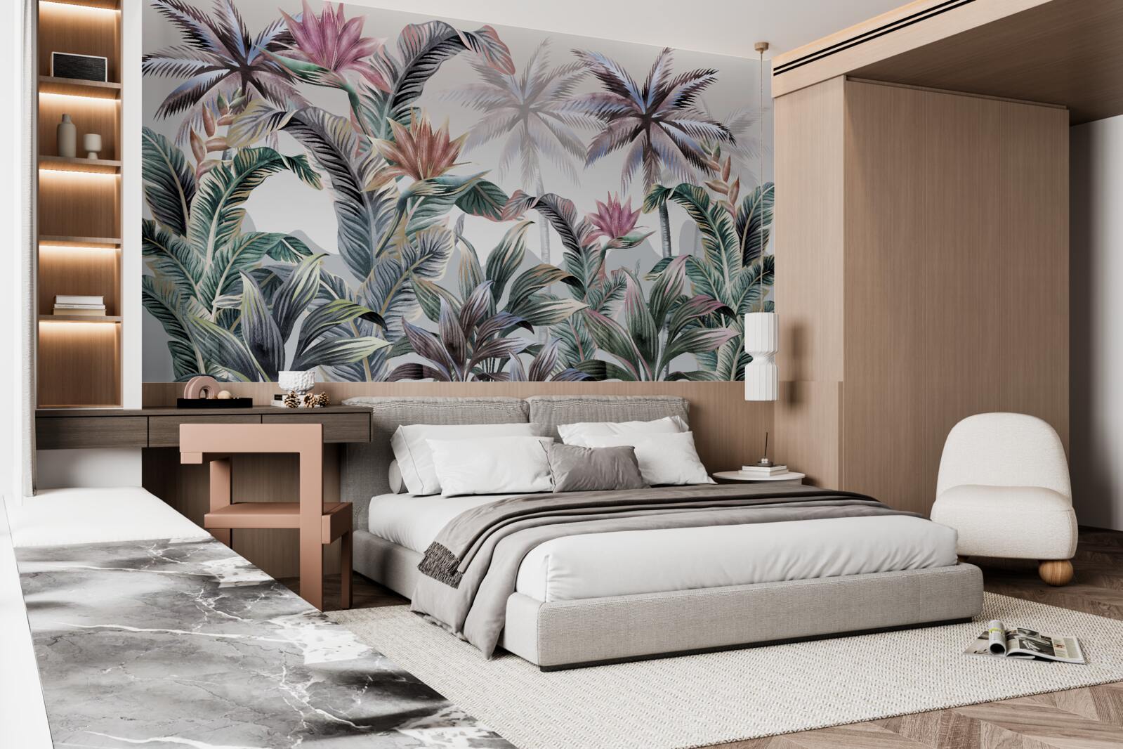 Papier peint les arbres avec des feuilles poussent dans la jungle