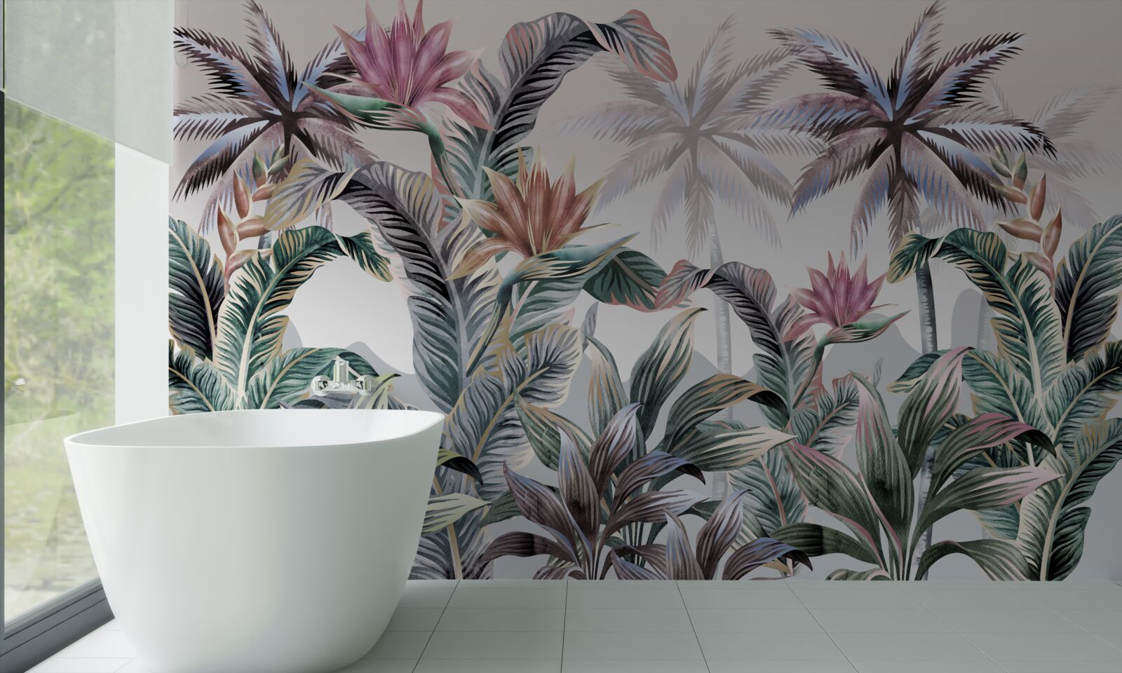 Papier peint les arbres avec des feuilles poussent dans la jungle