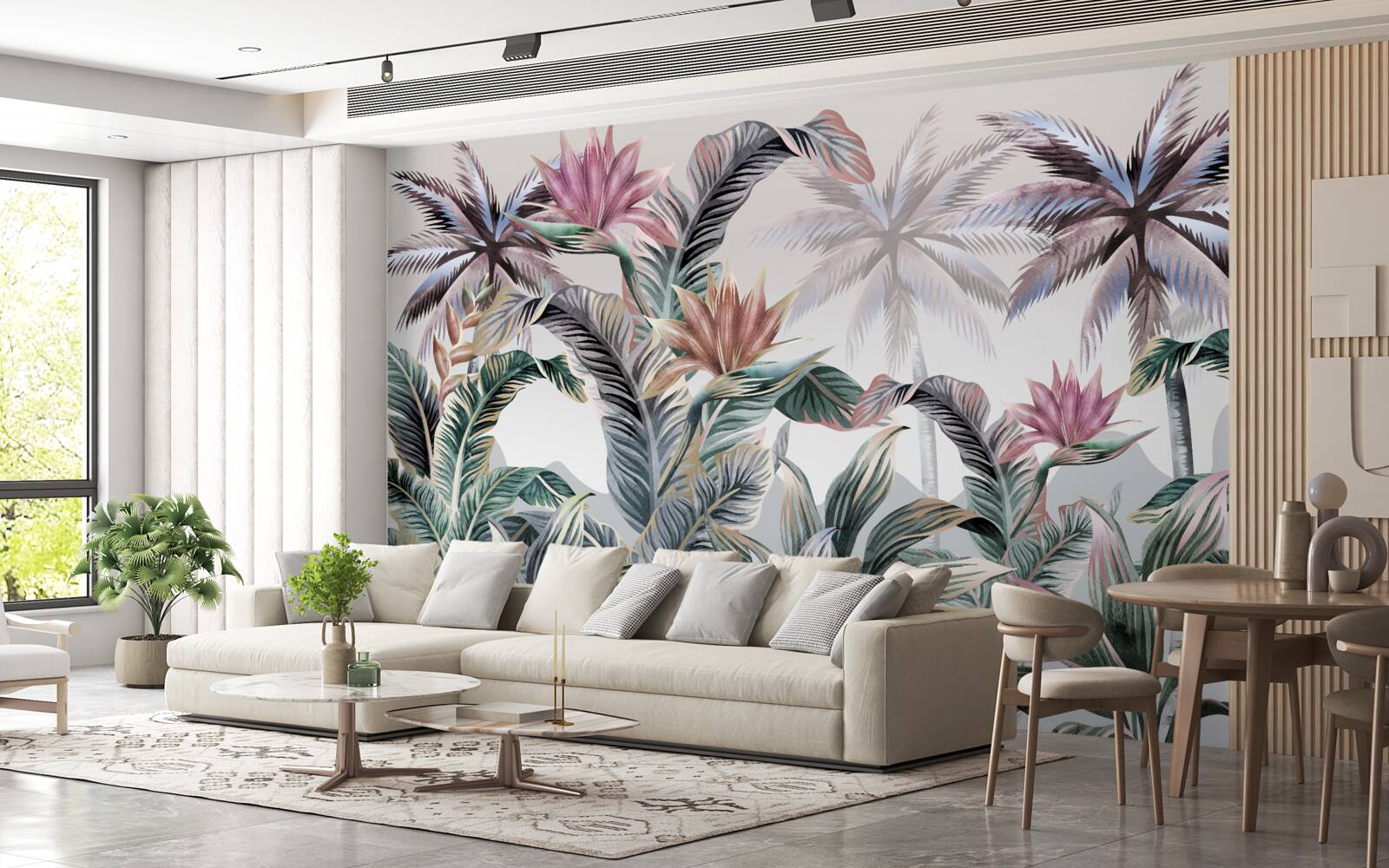 Papier peint les arbres avec des feuilles poussent dans la jungle