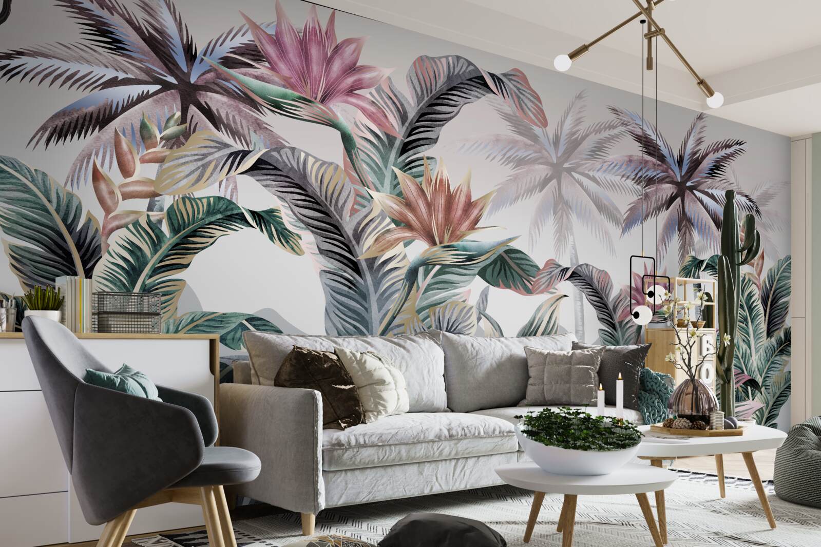 Papier peint les arbres avec des feuilles poussent dans la jungle