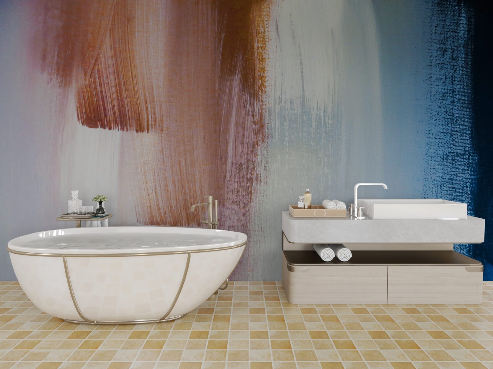 Papier peint coups de pinceau abstraits et colorés