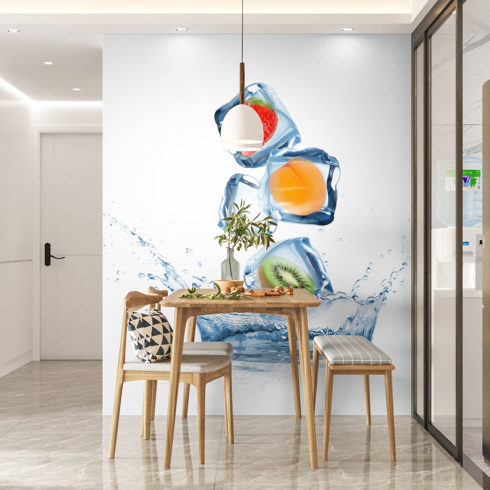 Papier peint glaçons aux fruits