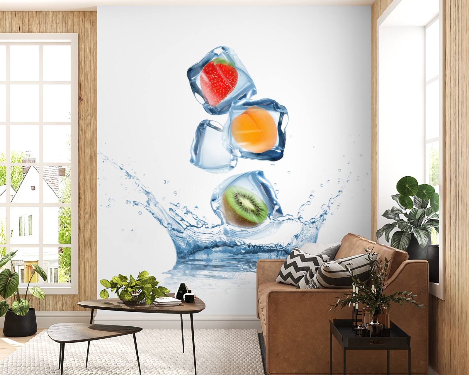 Papier peint glaçons aux fruits