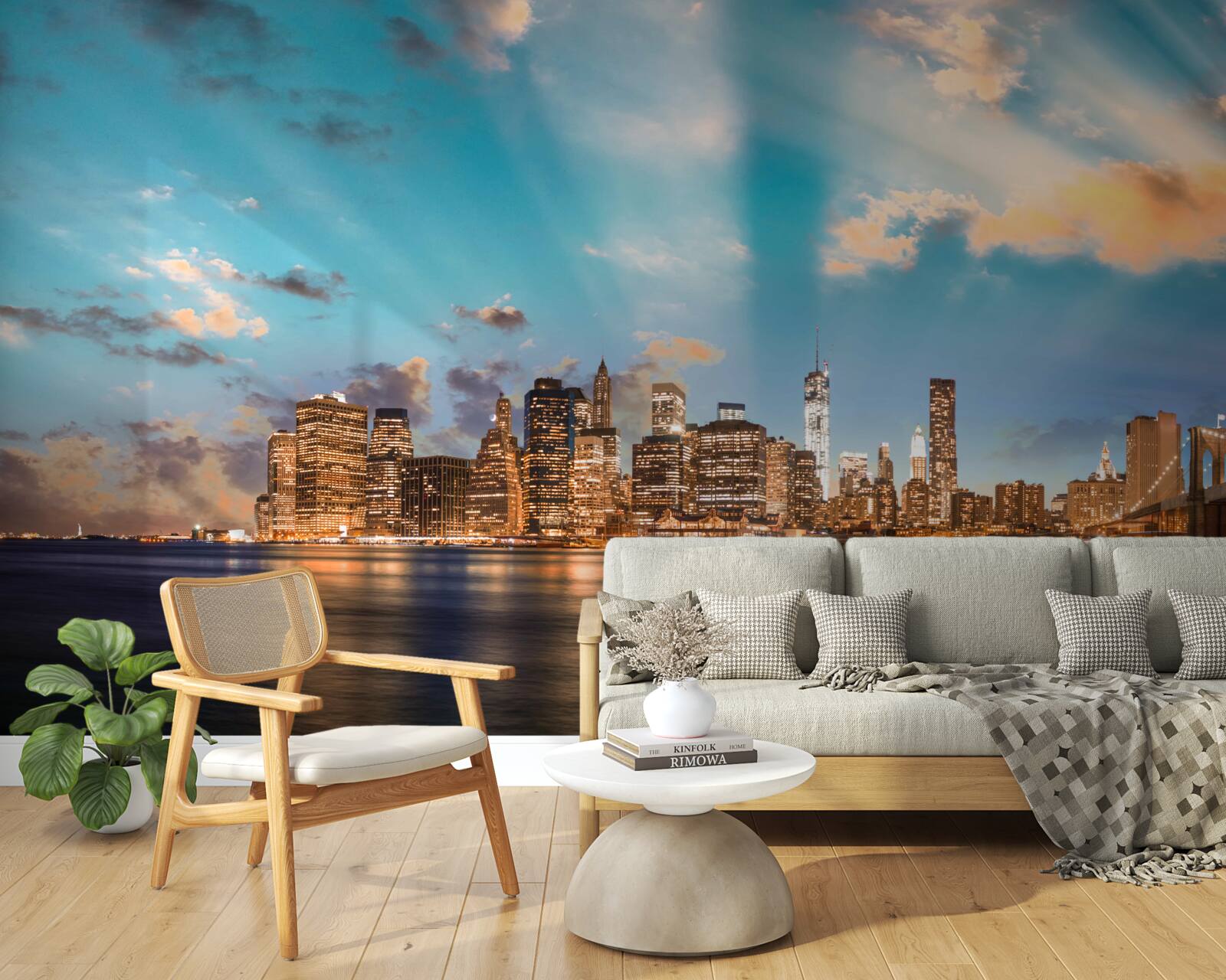 Papier peint le pont de brooklyn et manhattan à new york