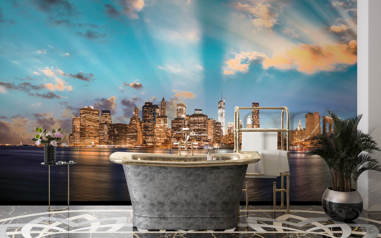 Papier peint le pont de brooklyn et manhattan à new york