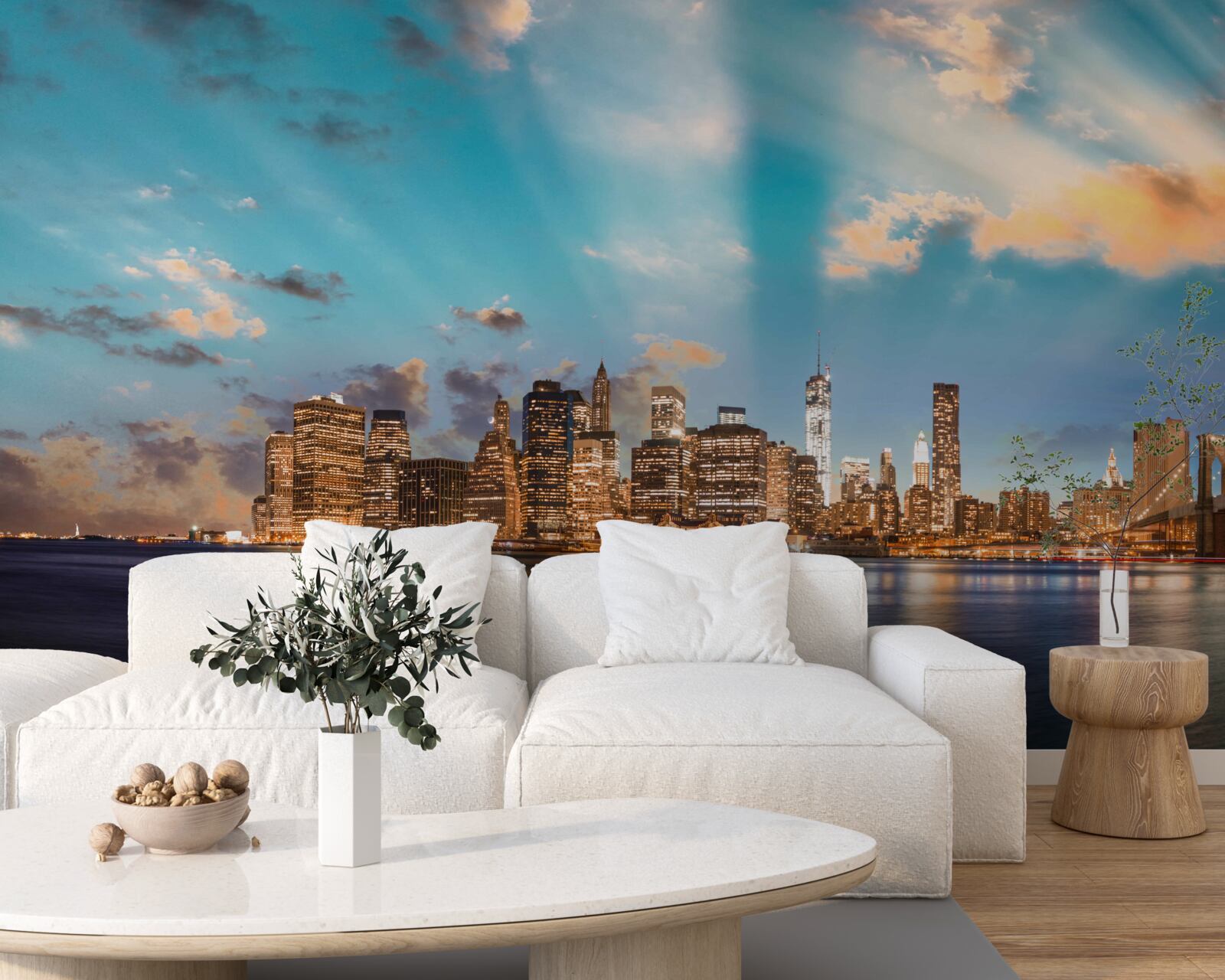 Papier peint le pont de brooklyn et manhattan à new york