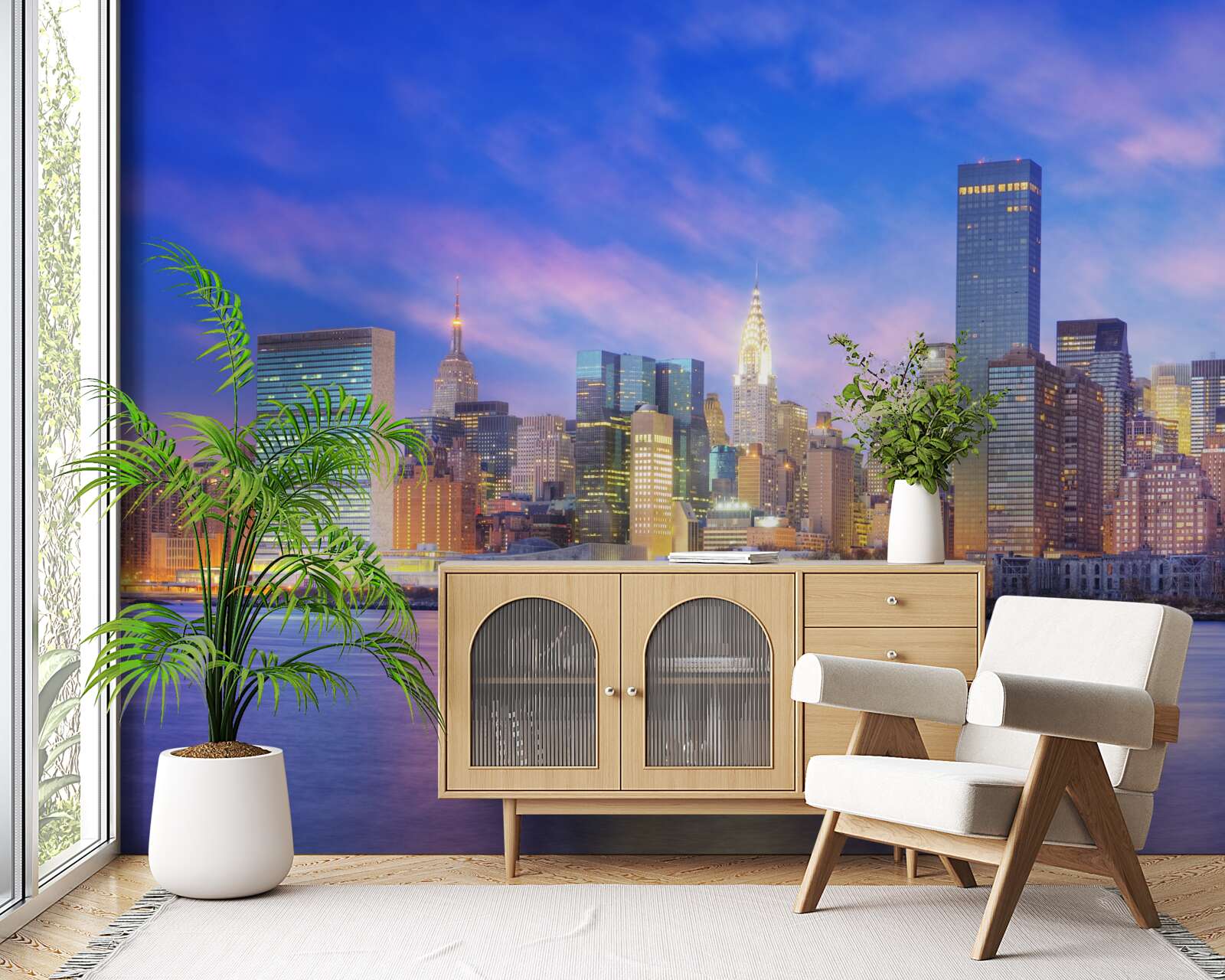 Papier peint vue sur les gratte-ciel de la ville