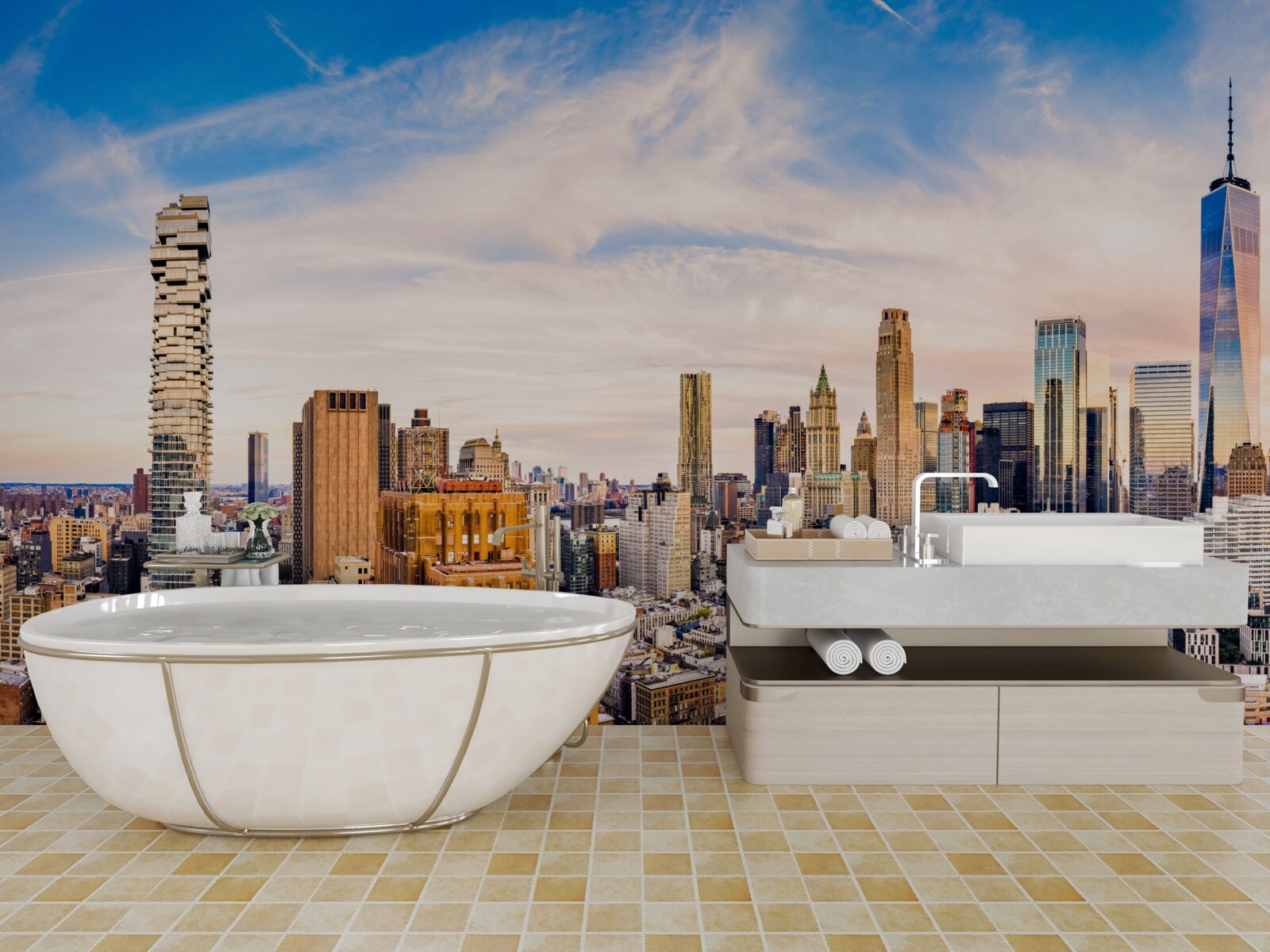 Papier peint coucher de soleil sur le sud de manhattan