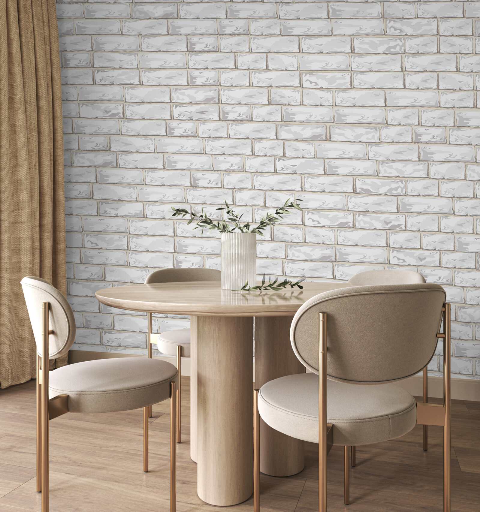 Papier peint Mur revêtu de briques blanches