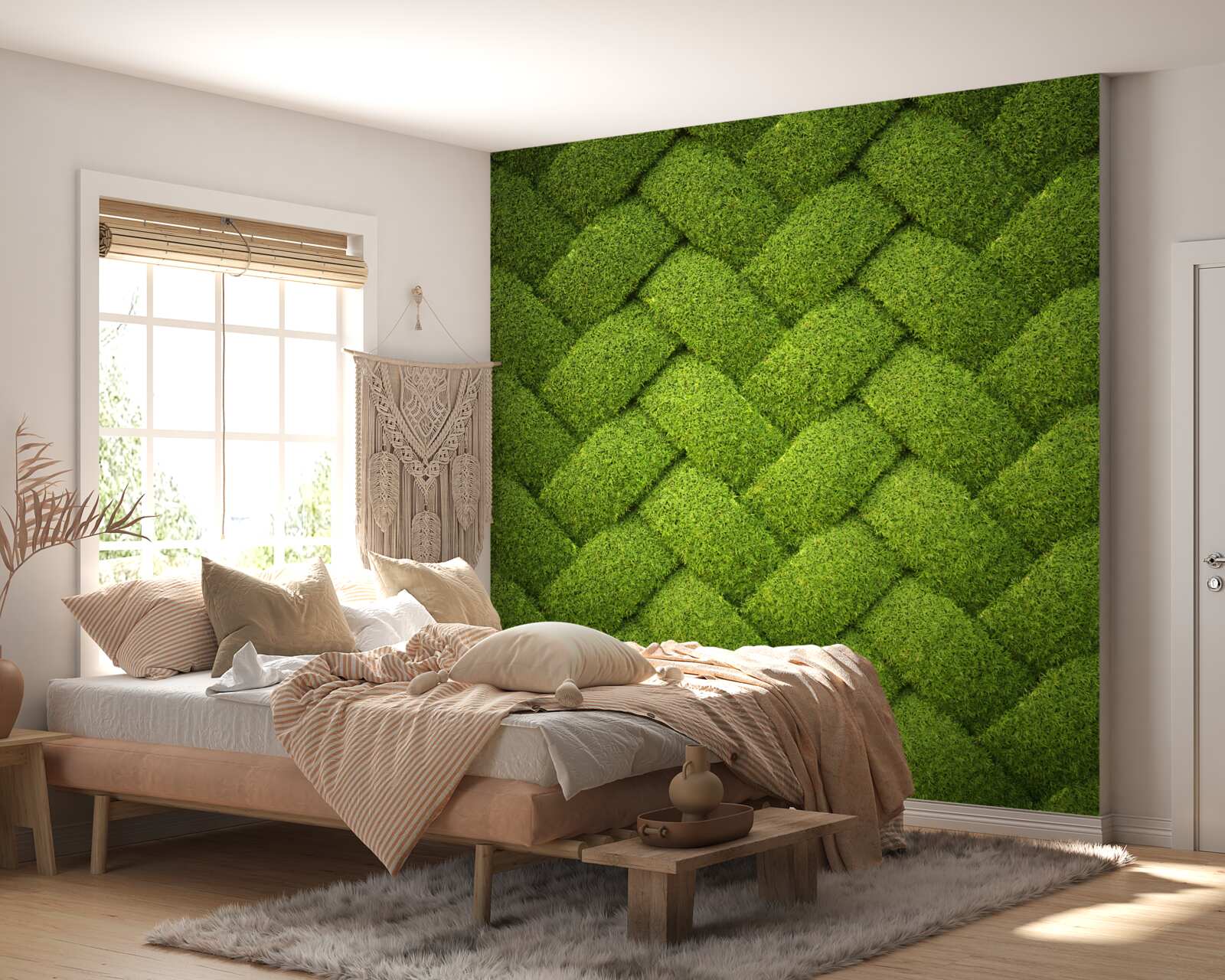 Papier peint bloquant la pelouse verte