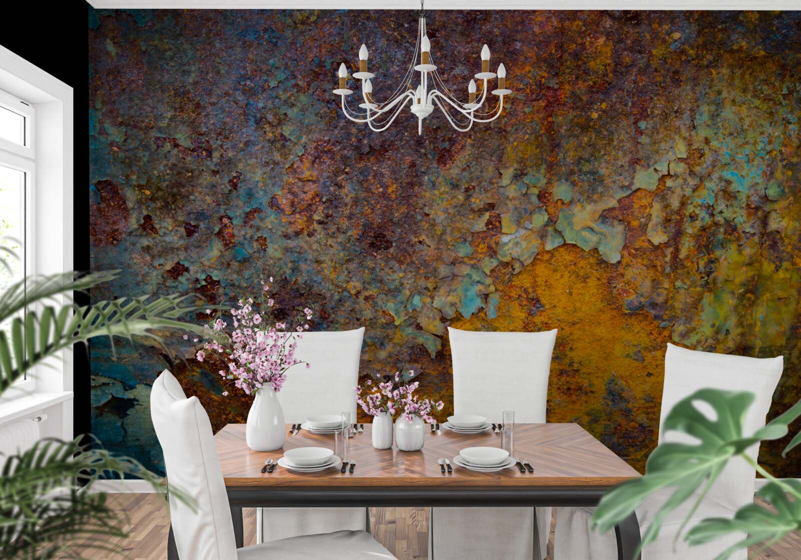 Papier peint mur en métal rouillé