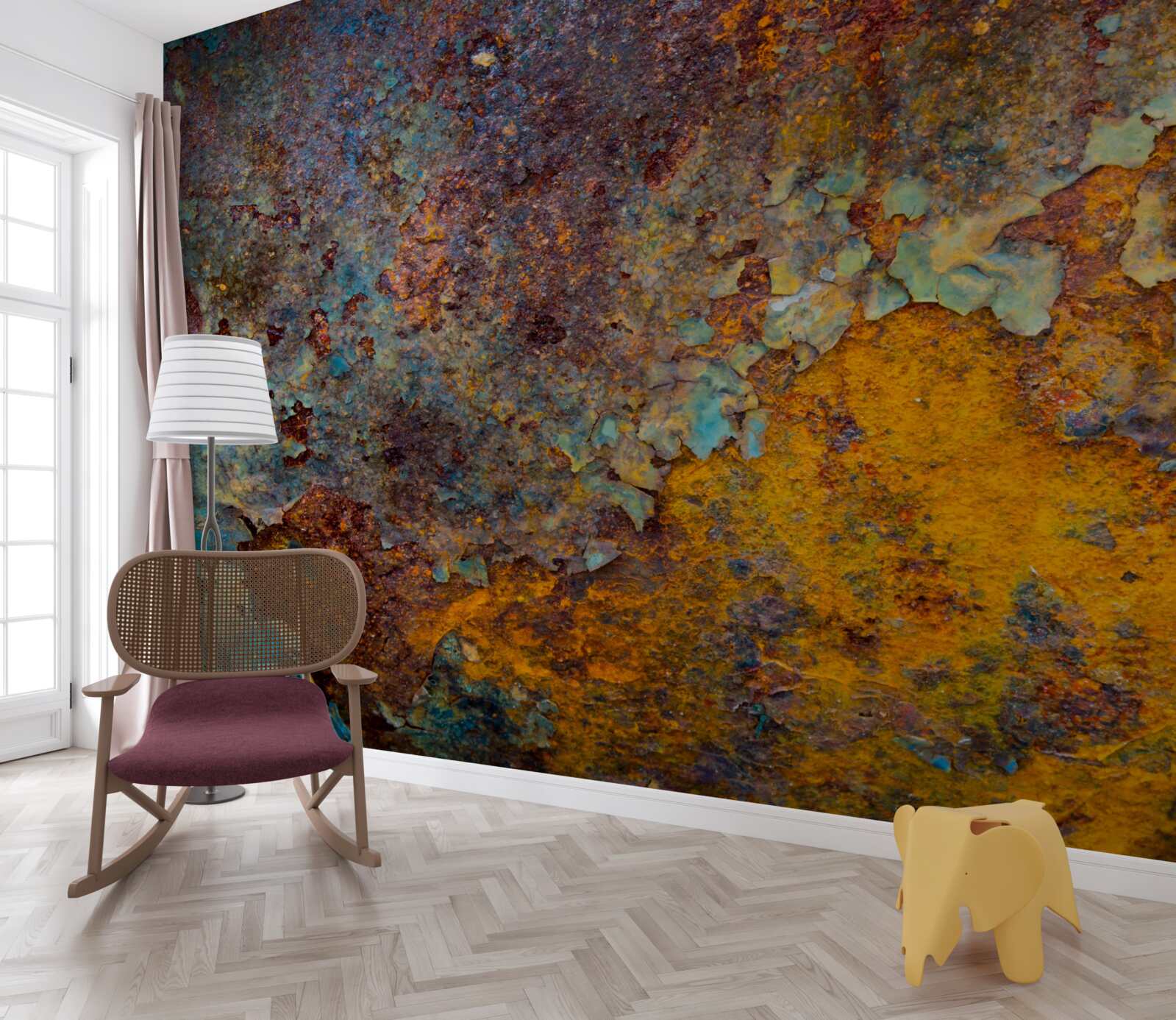 Papier peint mur en métal rouillé