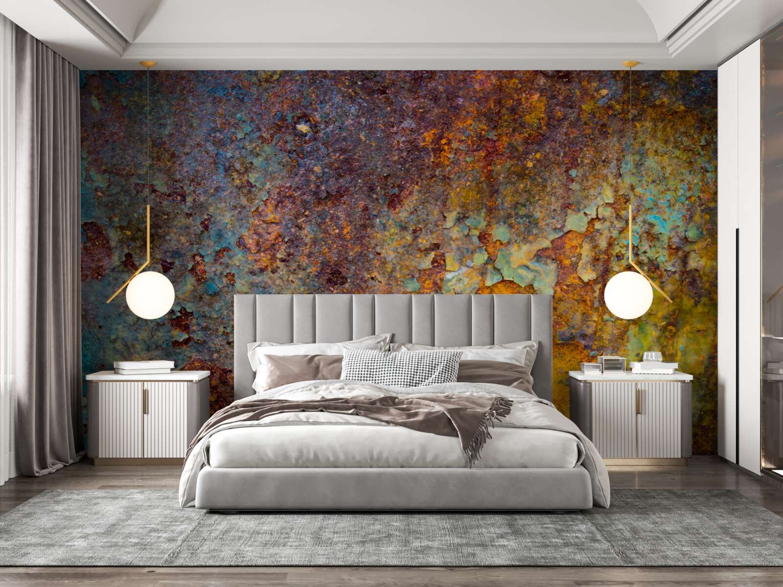 Papier peint mur en métal rouillé