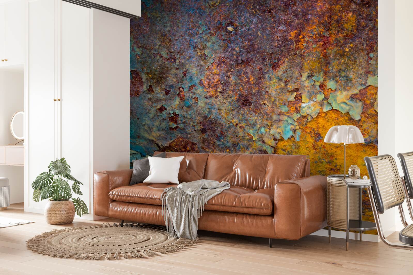 Papier peint mur en métal rouillé