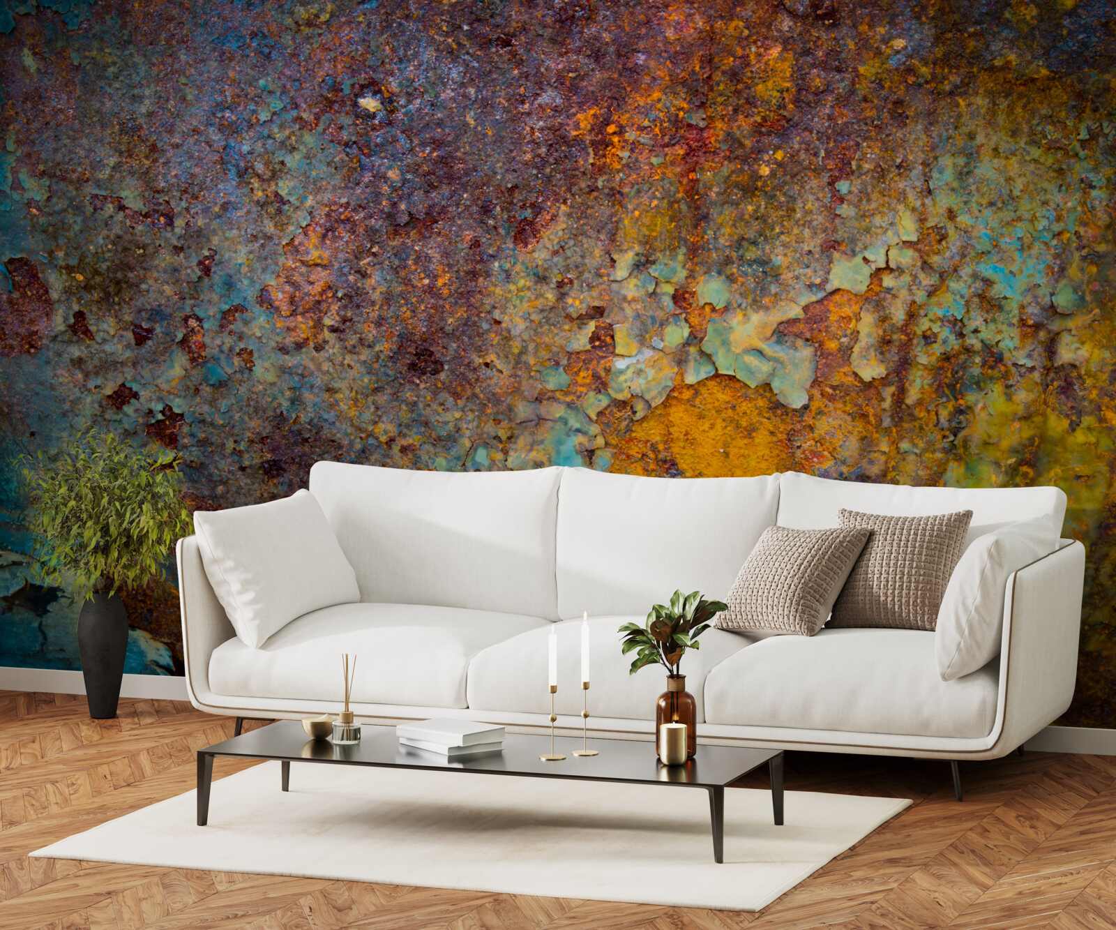 Papier peint mur en métal rouillé