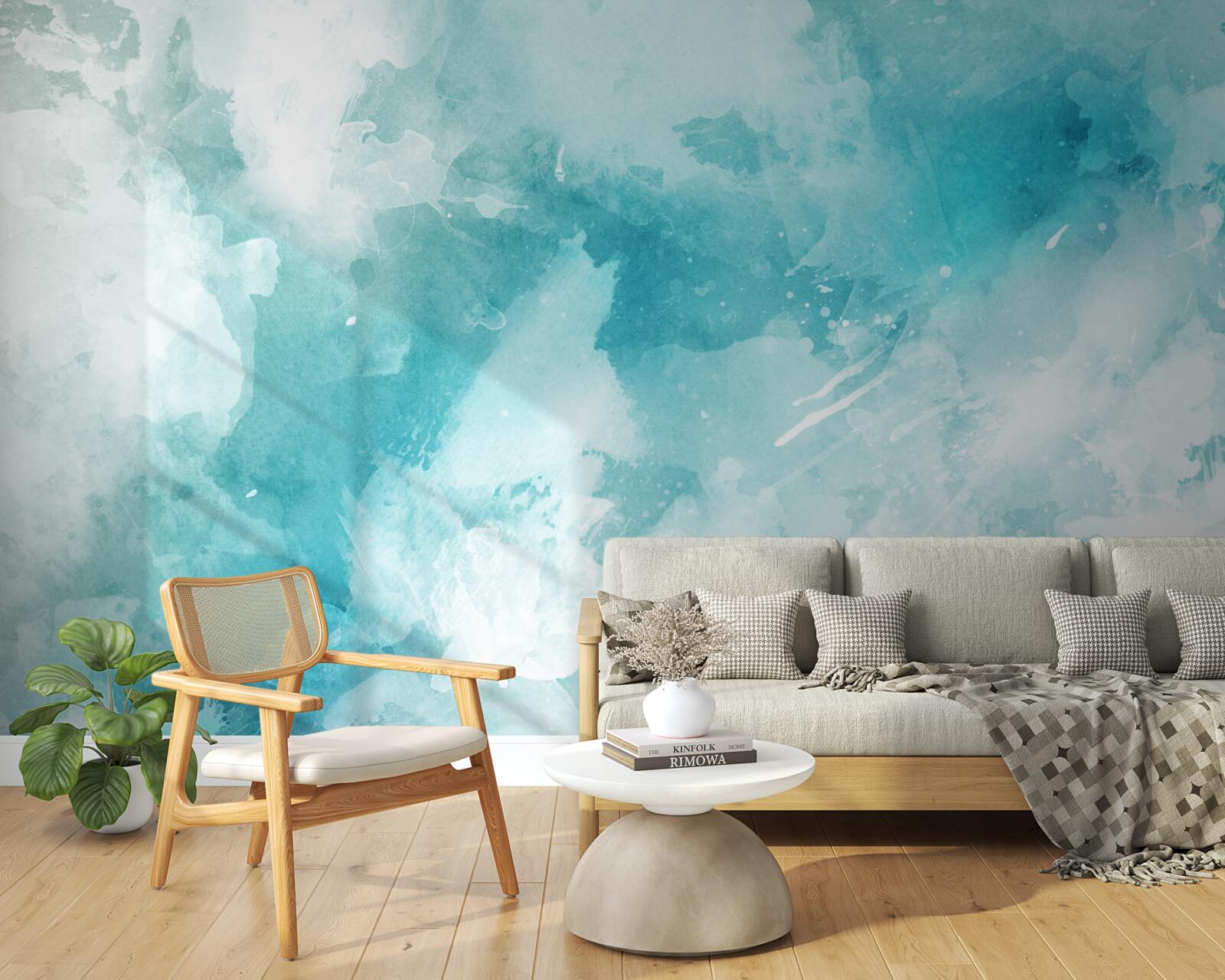 Papier peint marbre blanc teinté de bleu