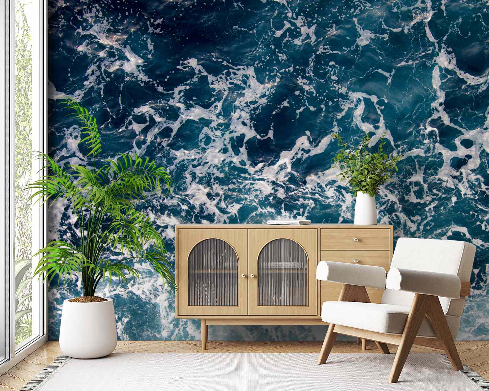 Papier peint des vagues gonflées de couleur azur