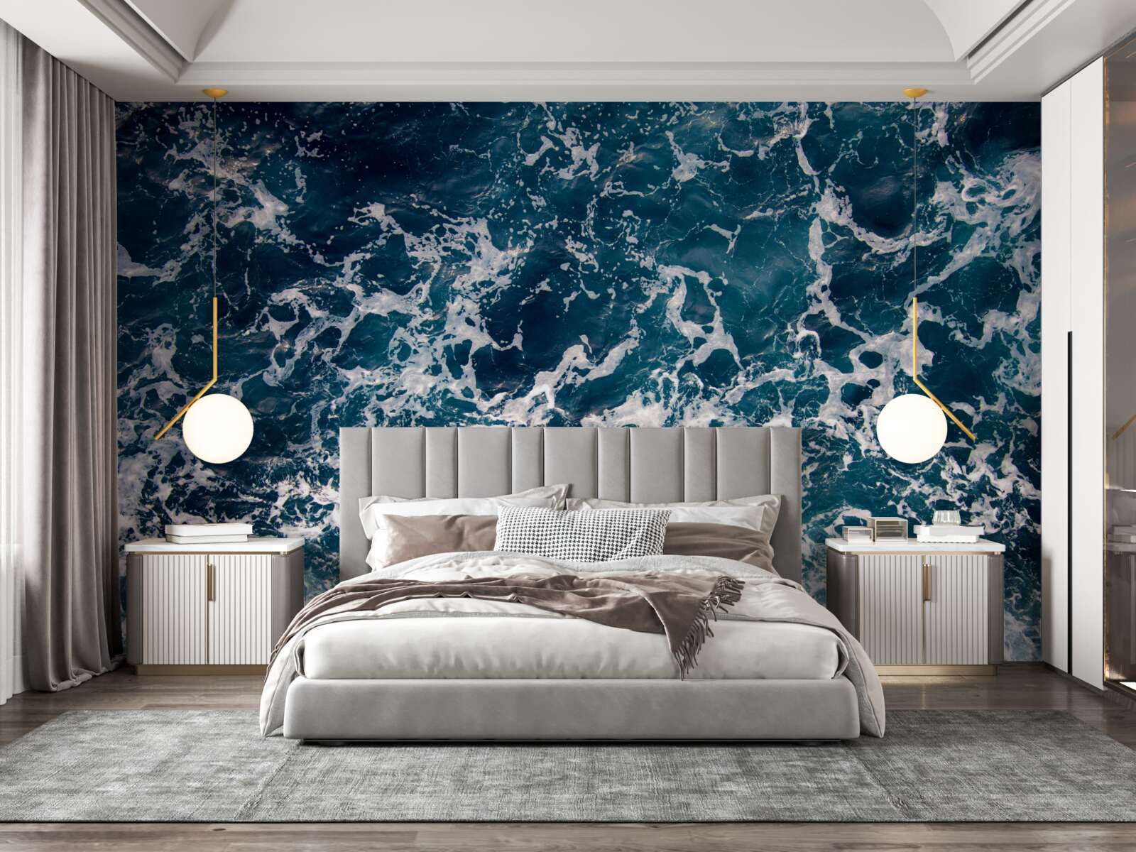 Papier peint des vagues gonflées de couleur azur