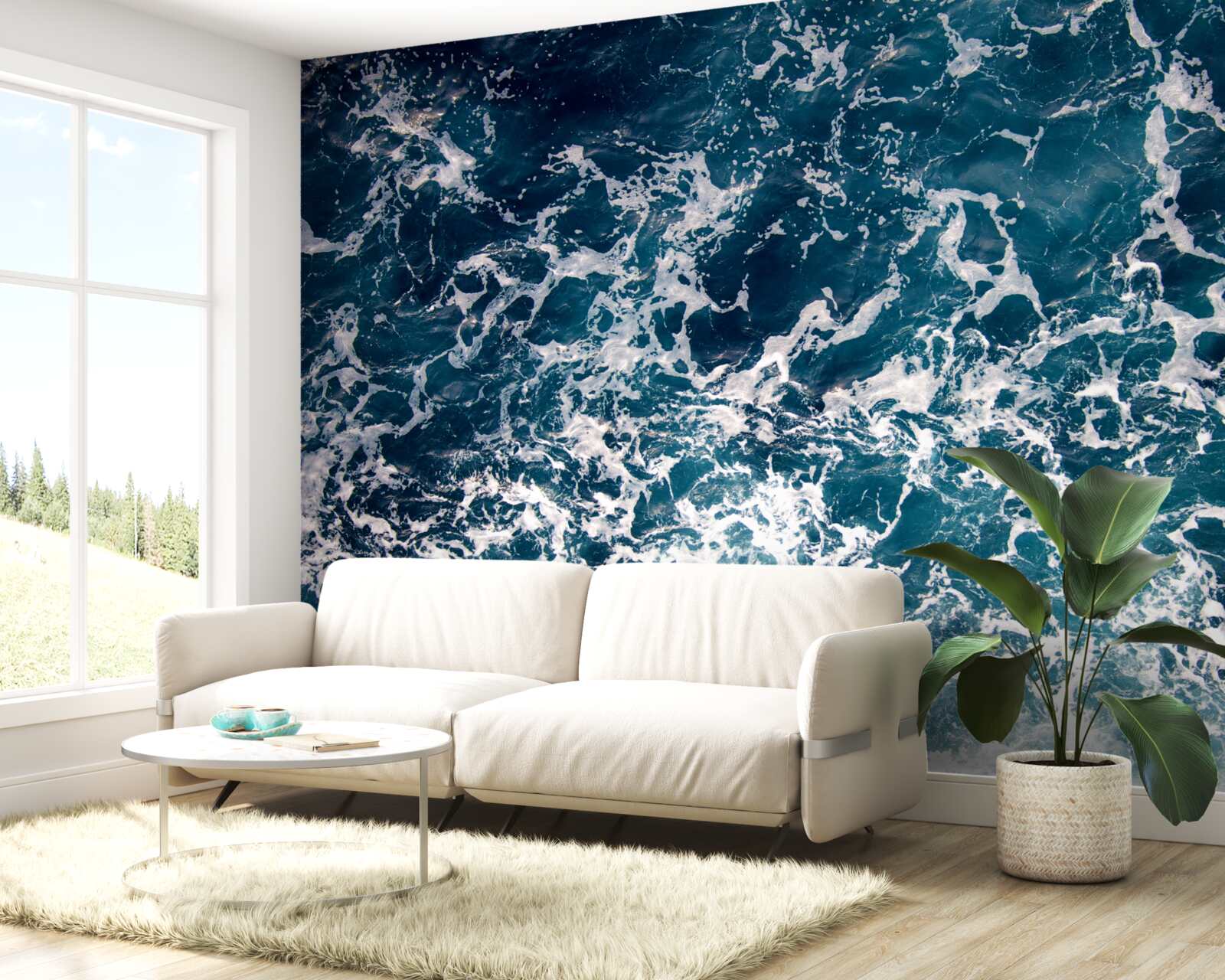 Papier peint des vagues gonflées de couleur azur