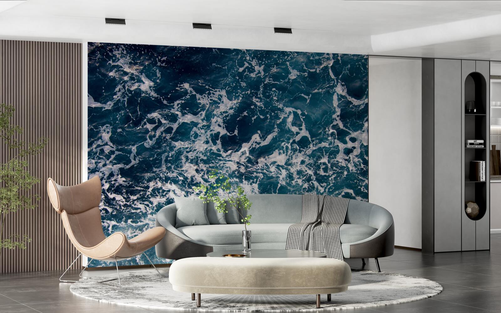 Papier peint des vagues gonflées de couleur azur