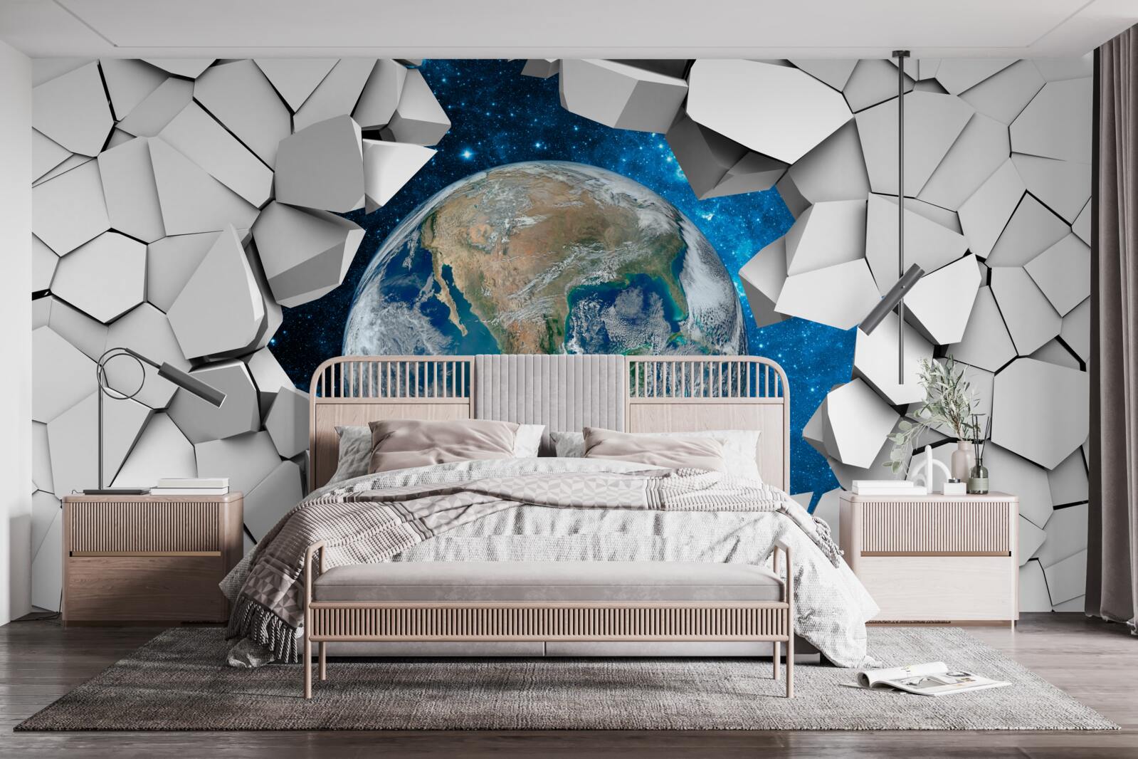 Papier peint vue du site à travers un mur brisé