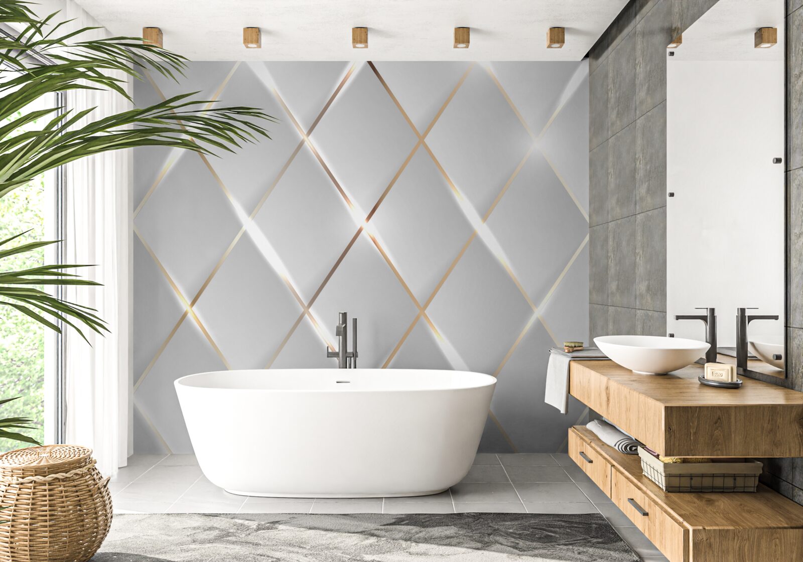 Papier peint services de porcelaine en or et en argent