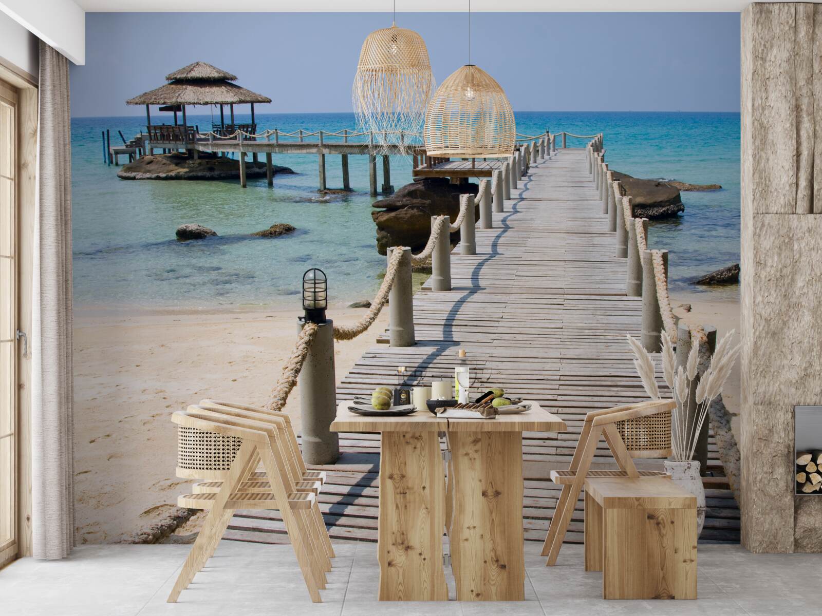 Papier peint quai de mer en bois