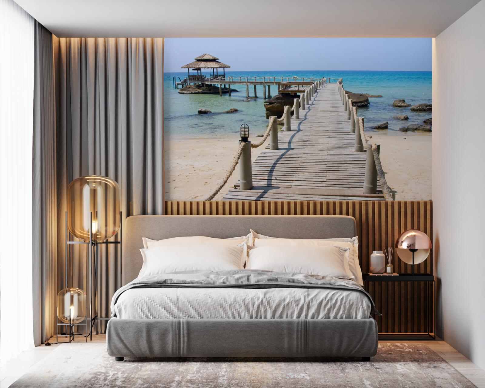 Papier peint quai de mer en bois