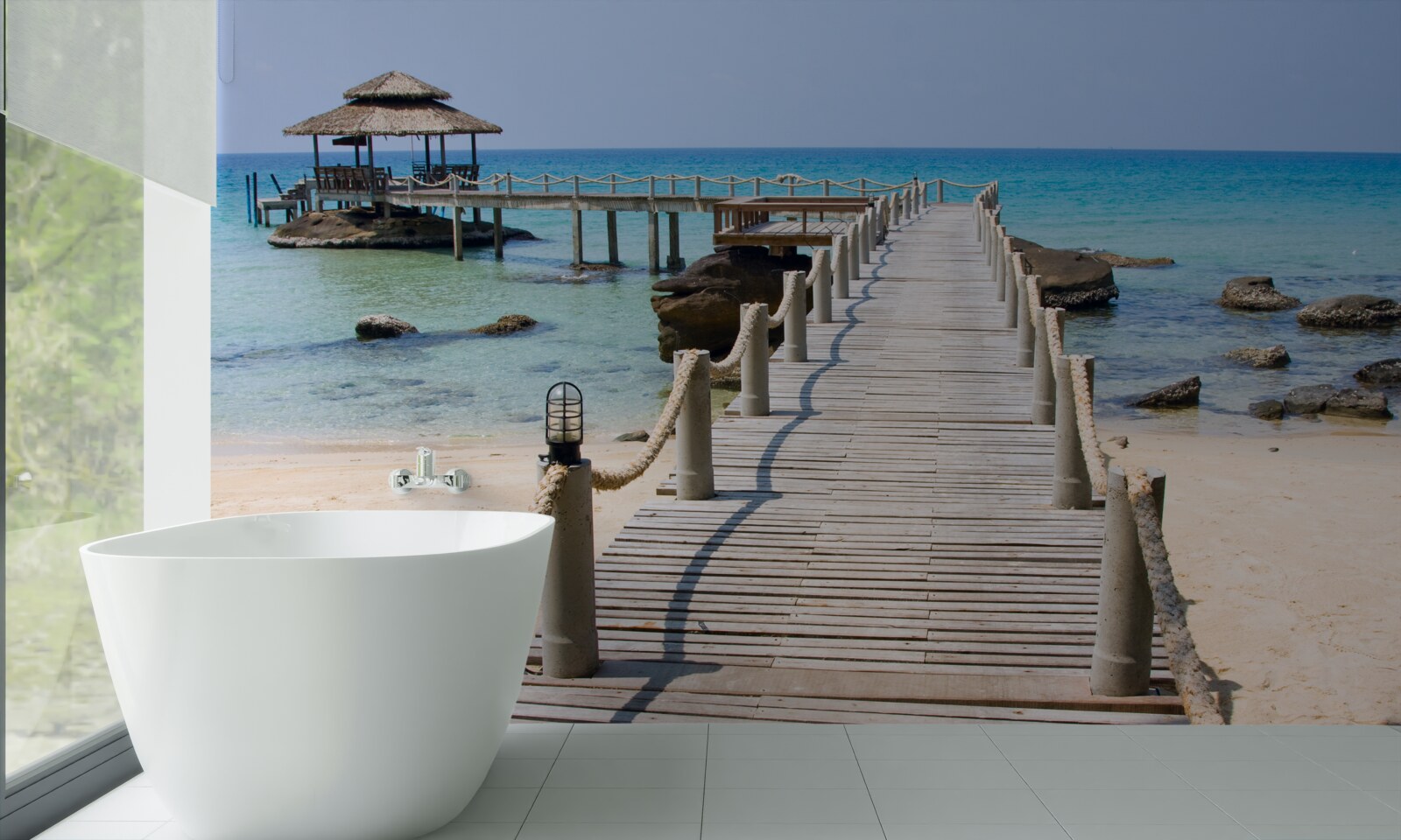 Papier peint quai de mer en bois