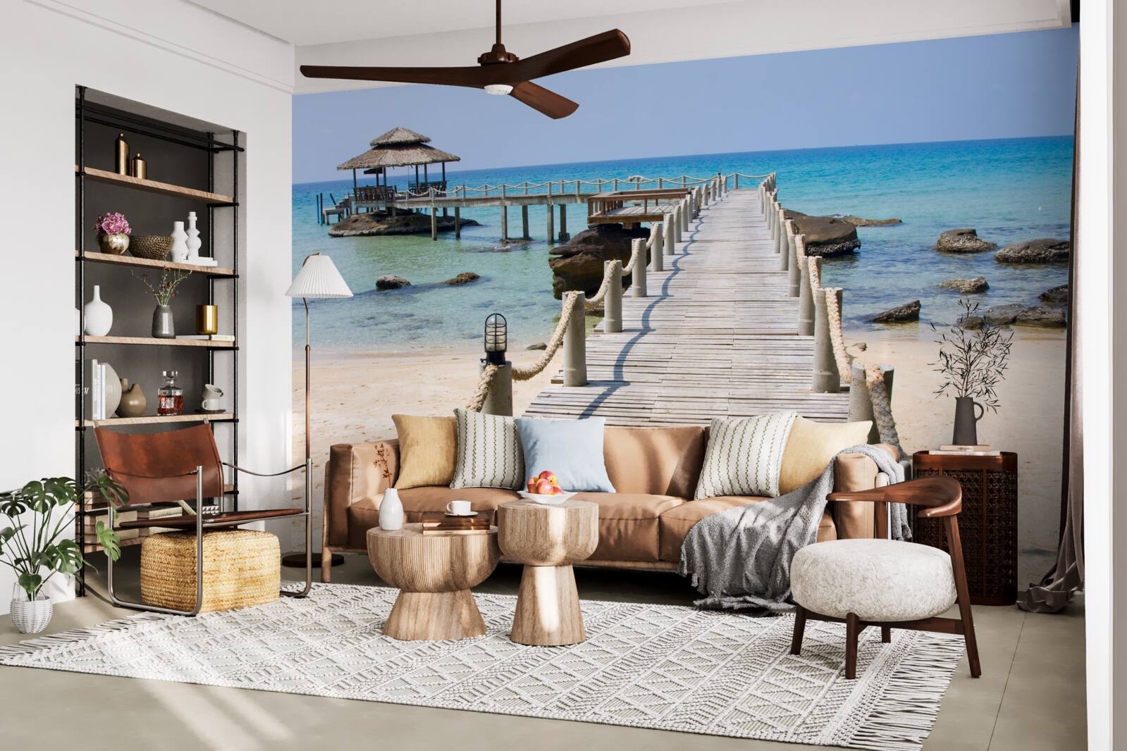 Papier peint quai de mer en bois