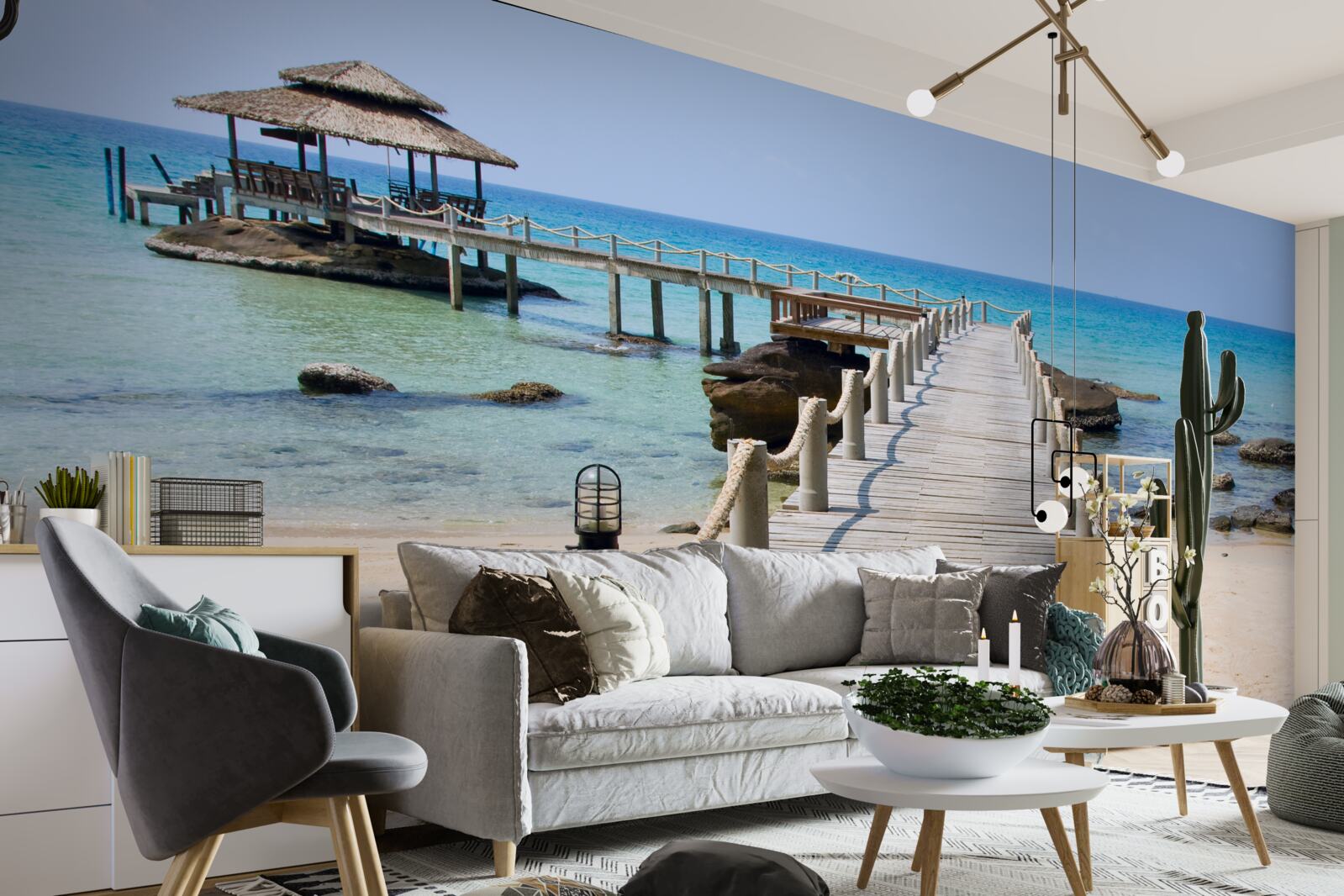 Papier peint quai de mer en bois