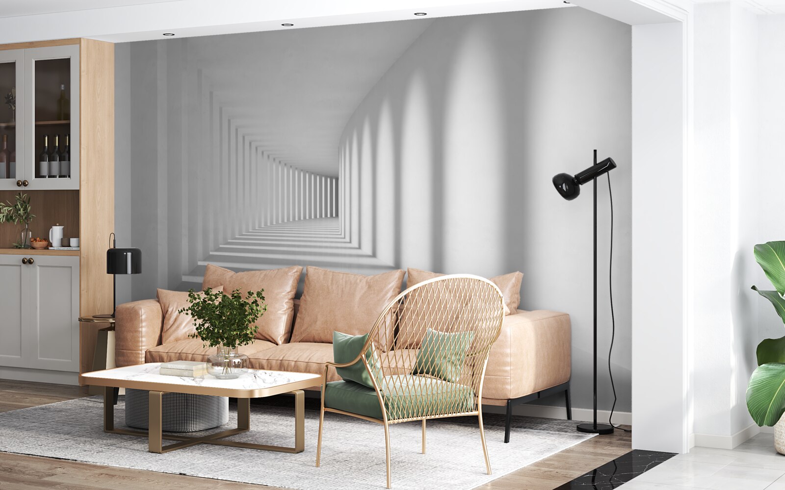 Papier peint le tunnel qui s'étend au loin est entouré de hautes colonnes