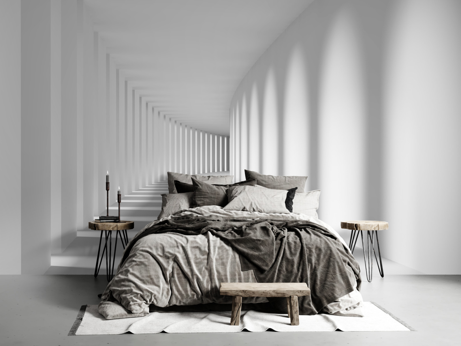 Papier peint le tunnel qui s'étend au loin est entouré de hautes colonnes