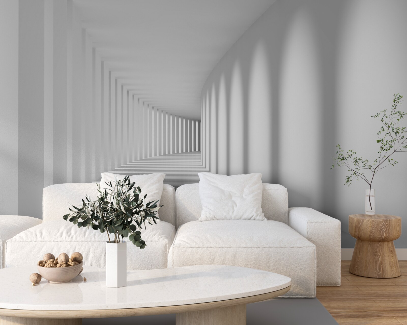 Papier peint le tunnel qui s'étend au loin est entouré de hautes colonnes