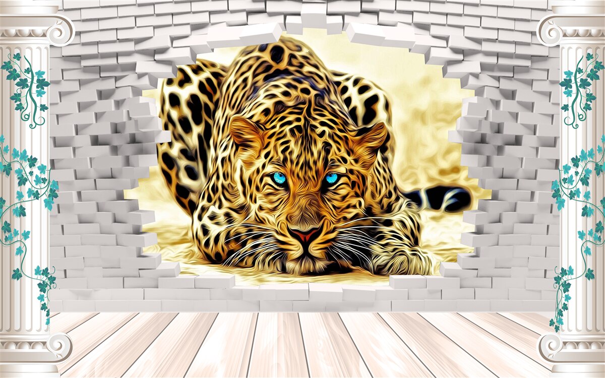 Papier peint la panthère inquiétante détruit la barrière