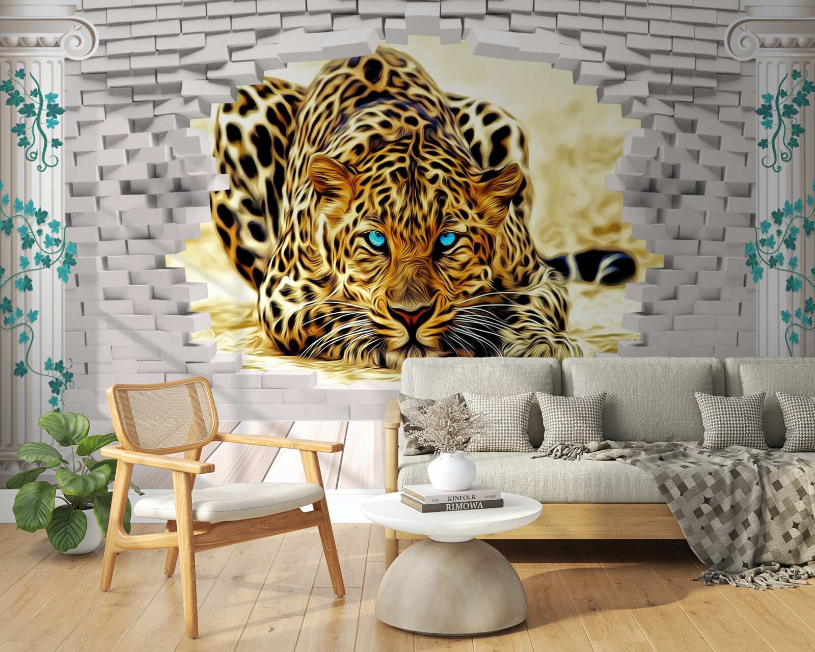 Papier peint la panthère inquiétante détruit la barrière