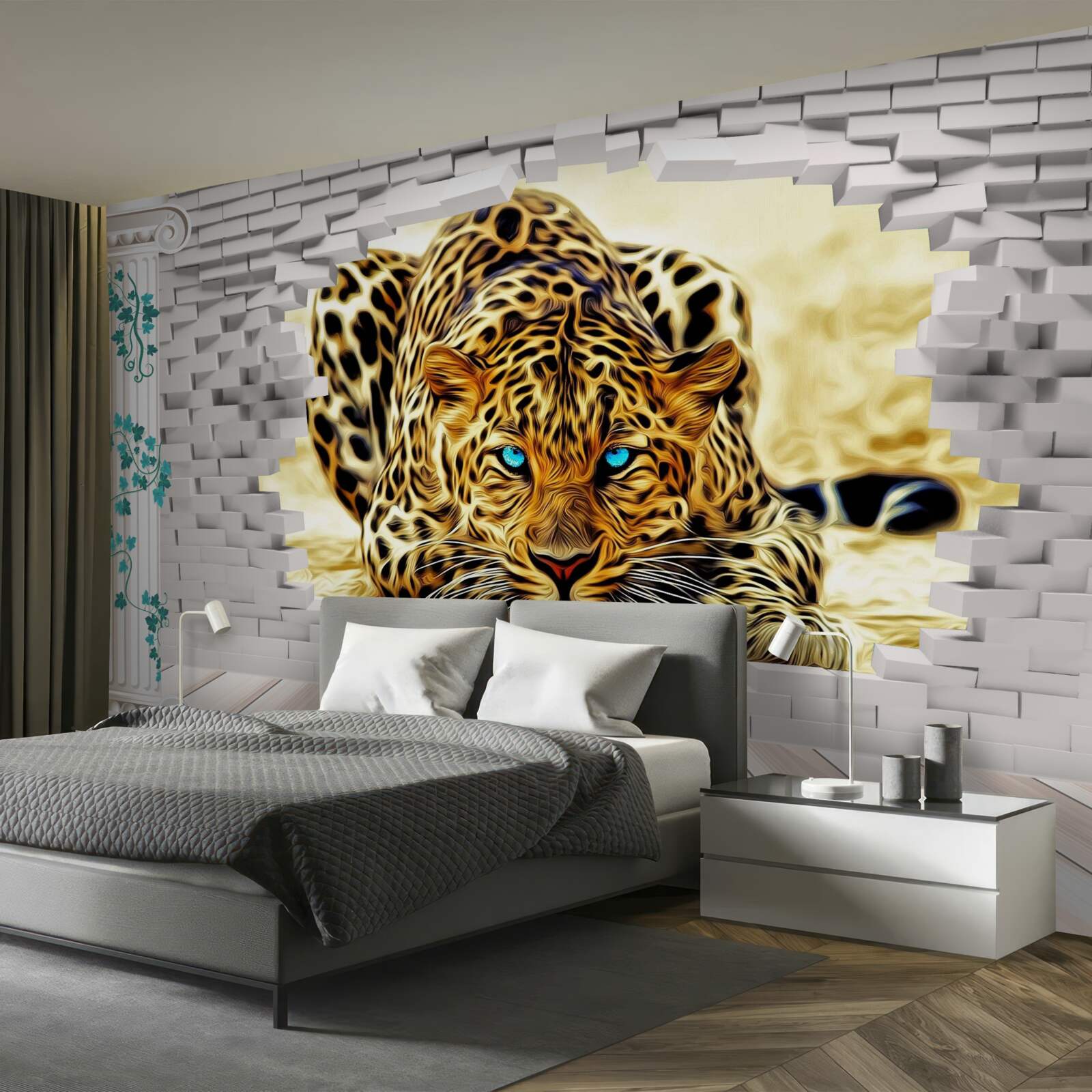 Papier peint la panthère inquiétante détruit la barrière