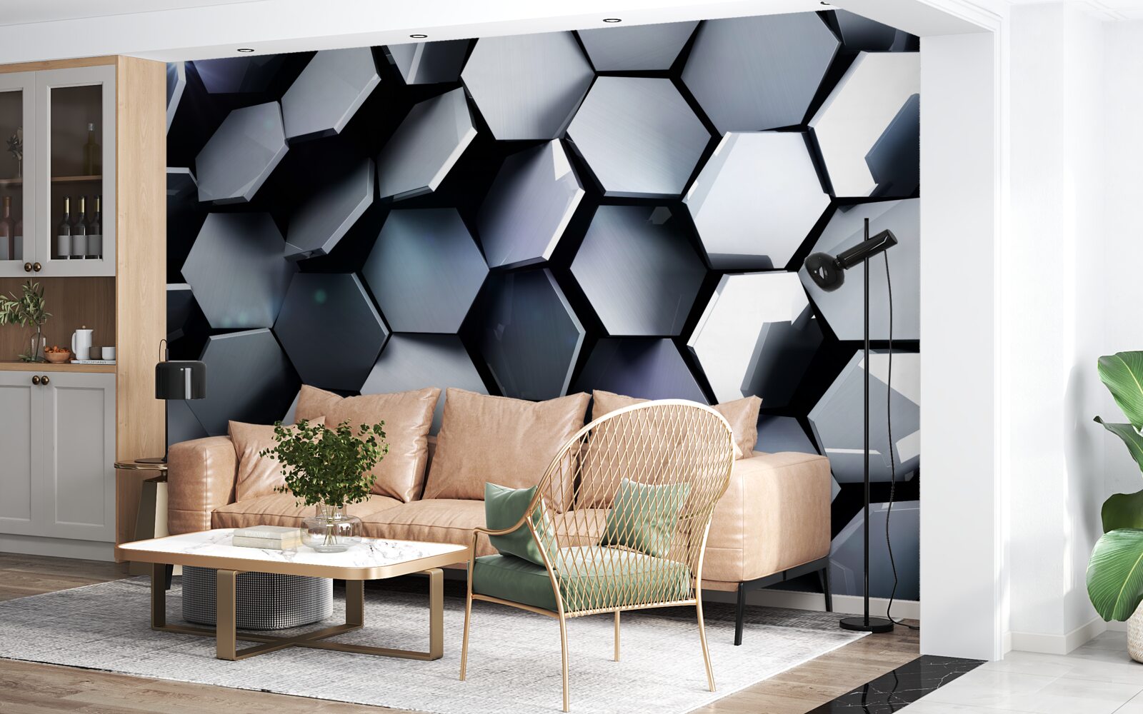 Papier peint pentagones en 3d avec cartographie