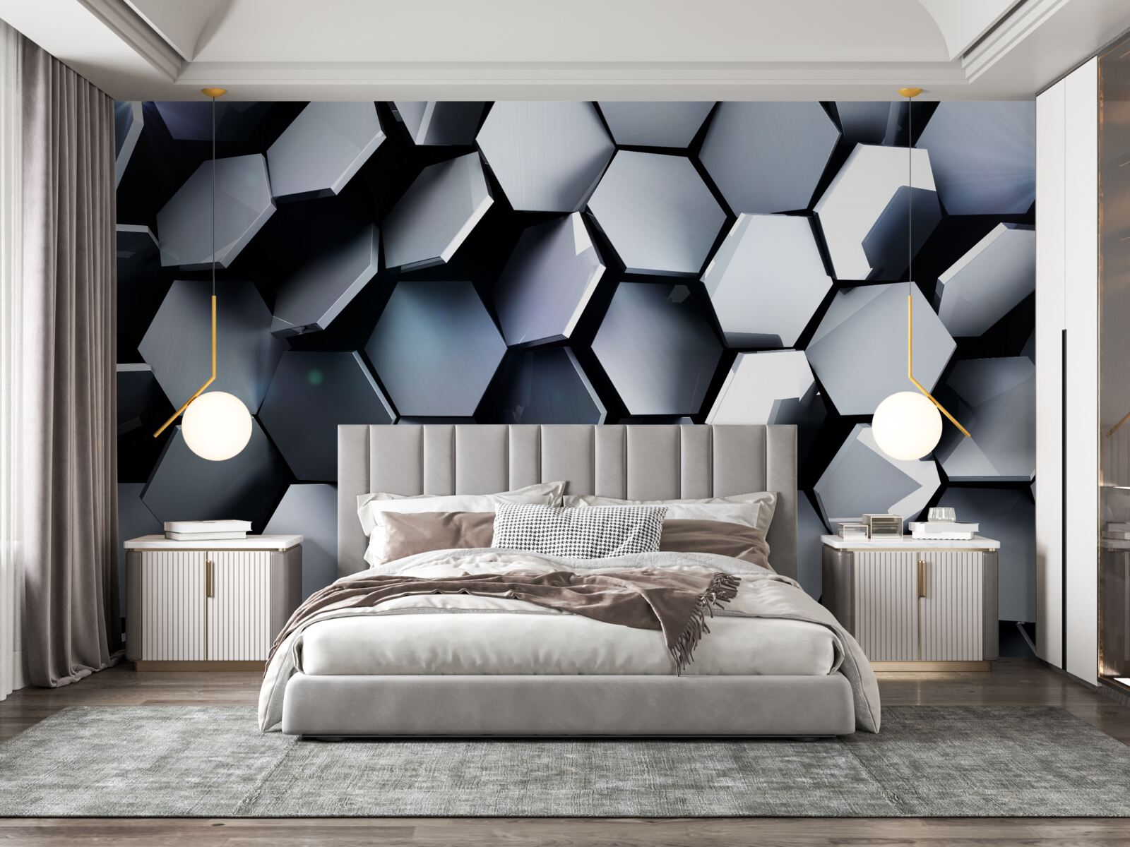 Papier peint pentagones en 3d avec cartographie