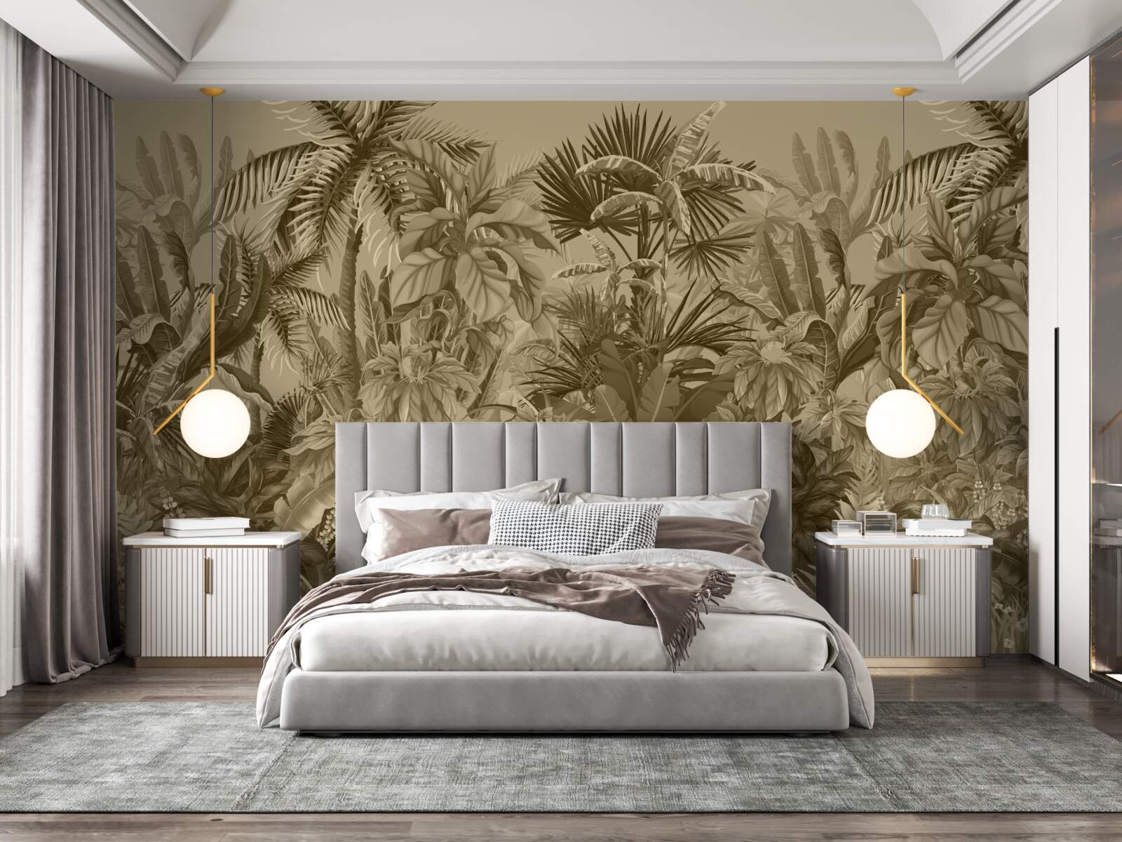 Papier peint forêt tropicale sépia