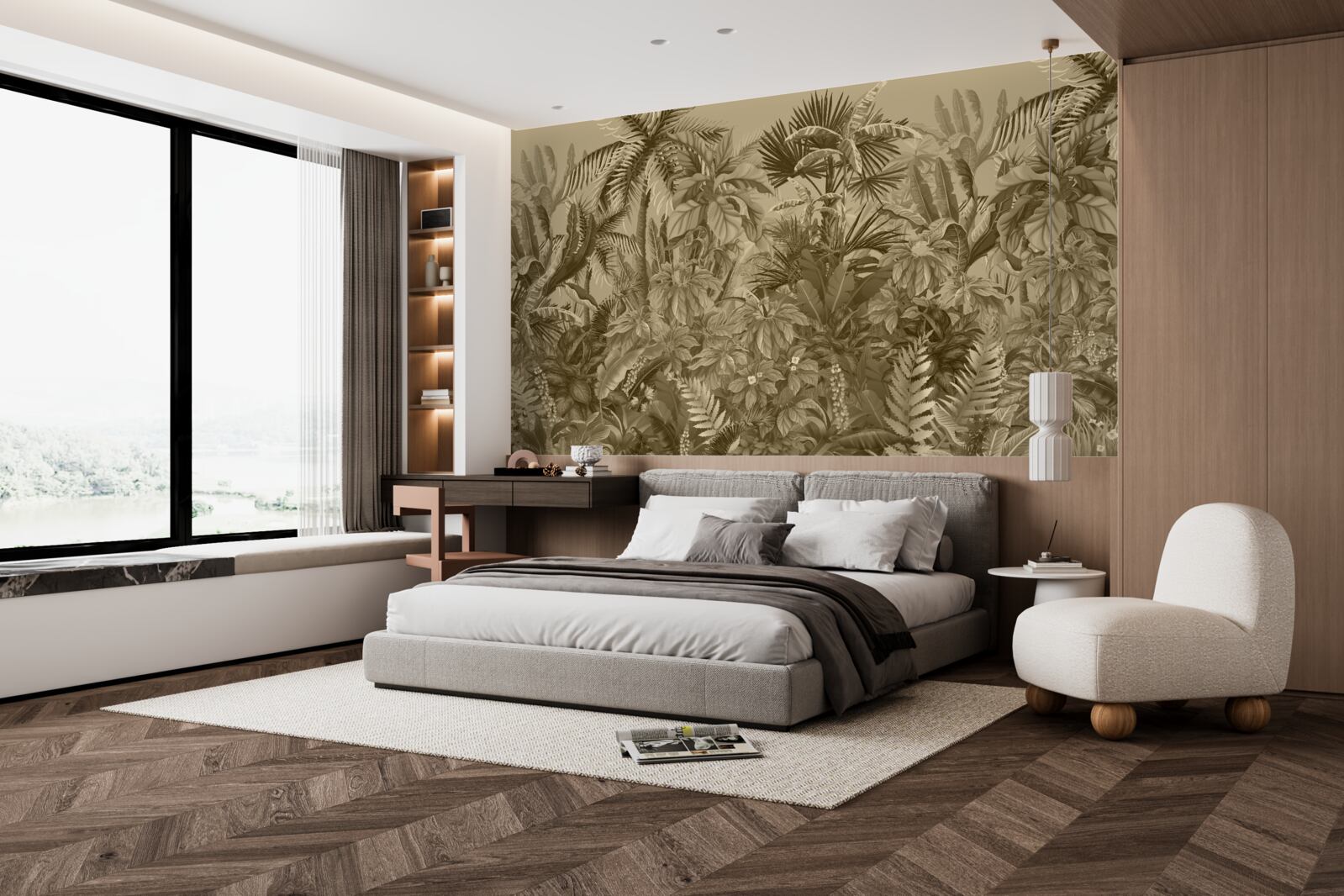 Papier peint forêt tropicale sépia