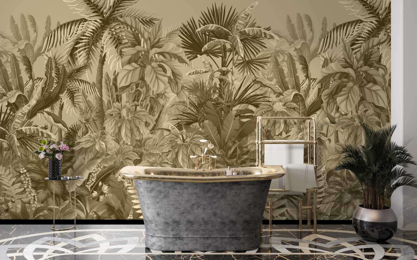 Papier peint forêt tropicale sépia